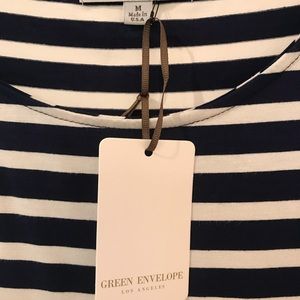 Green Envelope Tops - NWT! Nautical stripe stretchy knit top Green Envelope Tops - NWT! Nautical stripe stretchy knit top